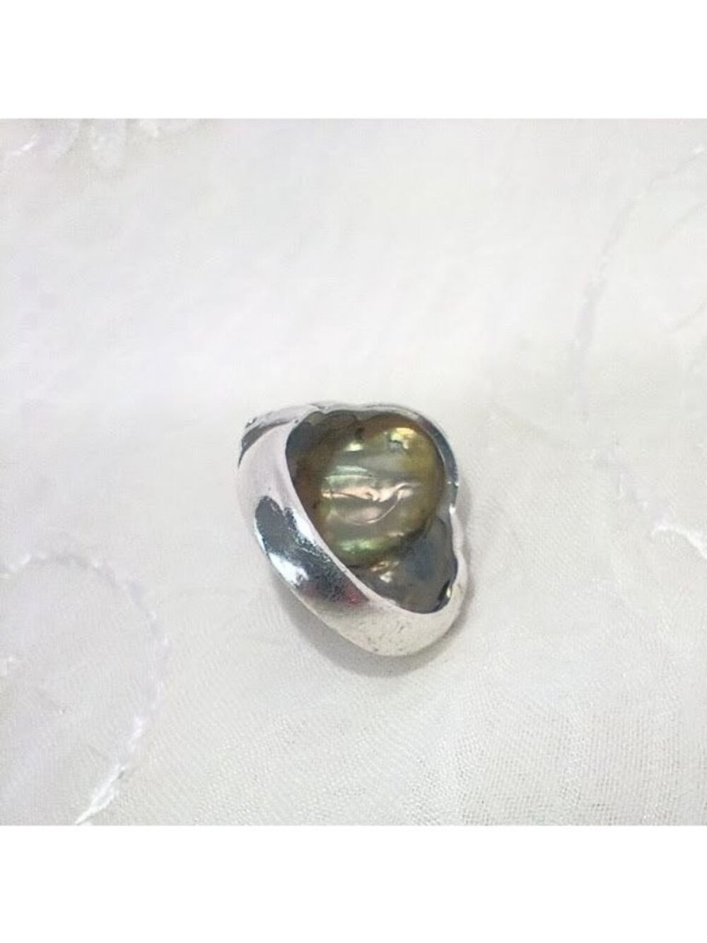Dual Abalone Shell Stones & Filigree Design Sterling Silver Ring Boho/Native - Picture 11 of 11